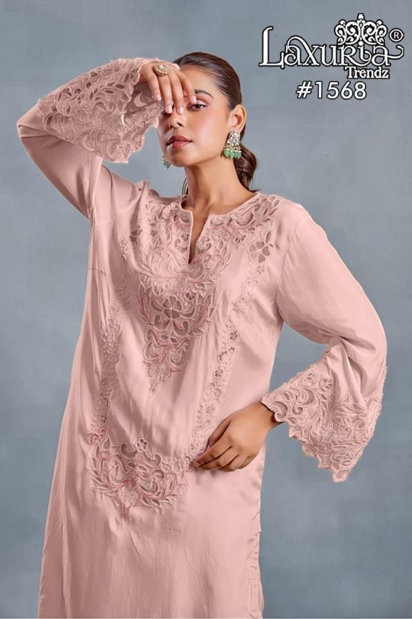 laxuria trendz 1568 Imported Satin stylish Tunic Classic Embrdry With HandWork 