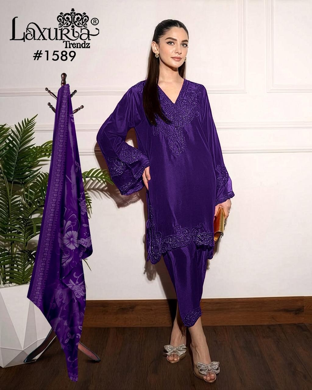 Laxuria Trendz 1589 Satin  Designer stylish HandWork Tunic 