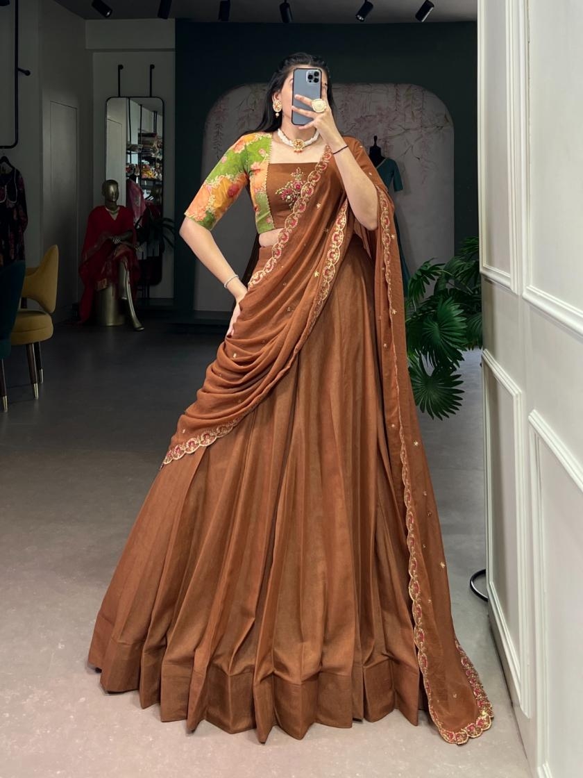 lnb1068 chocolate crush half saree fully stitch chaniya choli