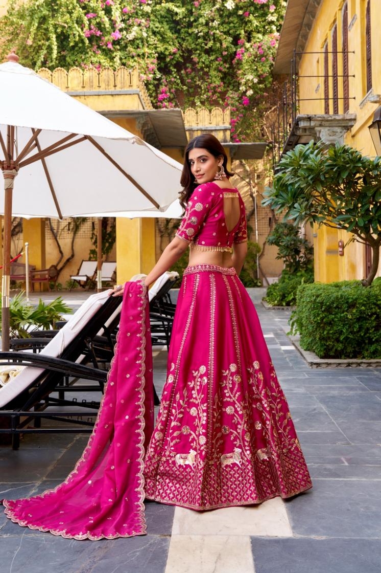 lnb1459 natural silk sequence work stitch lehenga unstitch choli supplier
