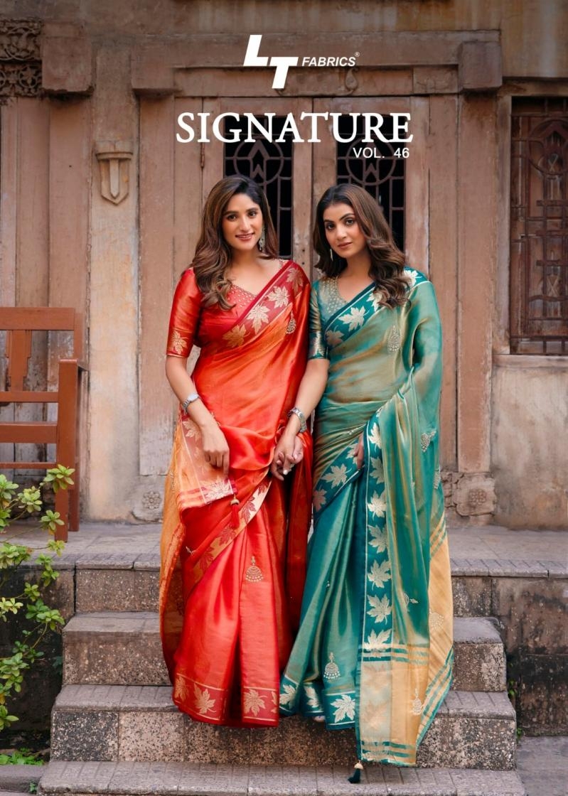 lt fashion signature vol 46 series 4601-4606 nylon glossy jacquard wholesale saree