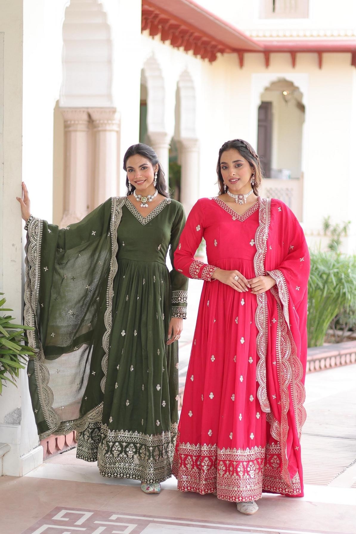 lw 9281 vichitra silk fully stitch amazing gown with dupatta