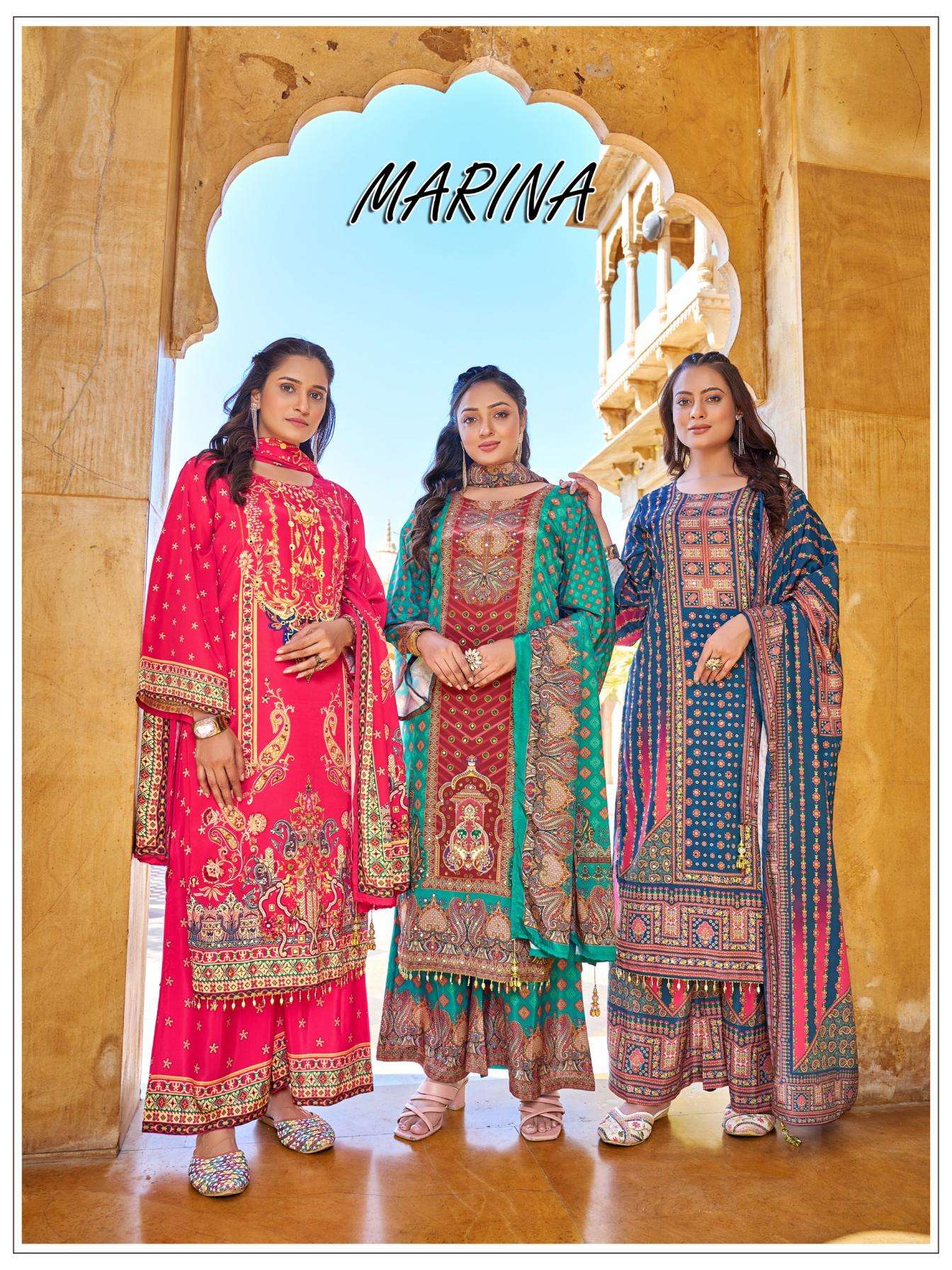 marina series 1001-1006 crape silk digital print readymade big size pakistani suits