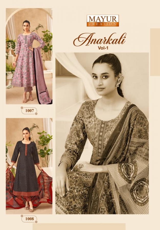 mayur creation anarkali vol 1 series 1001-1008 cotton anarkali wholesale suit 