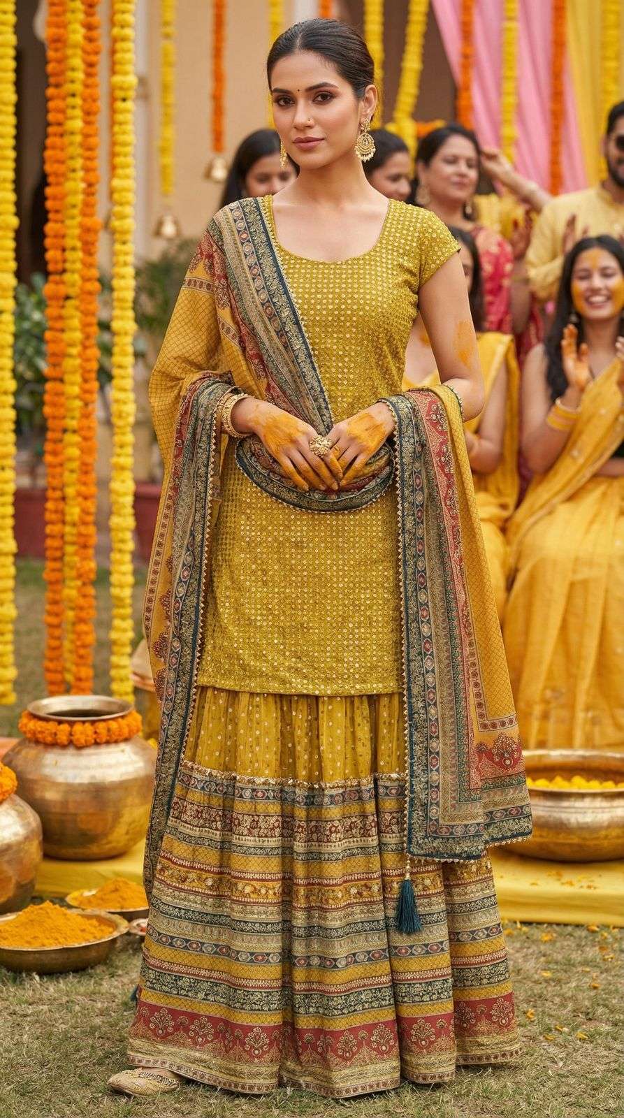 MEHENDI & HALDI 1 PREMIUM SILK wholesale readymade sharara suit