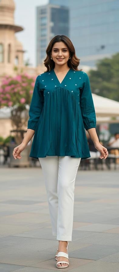 Modern straps cotton short tops in wholesale surat