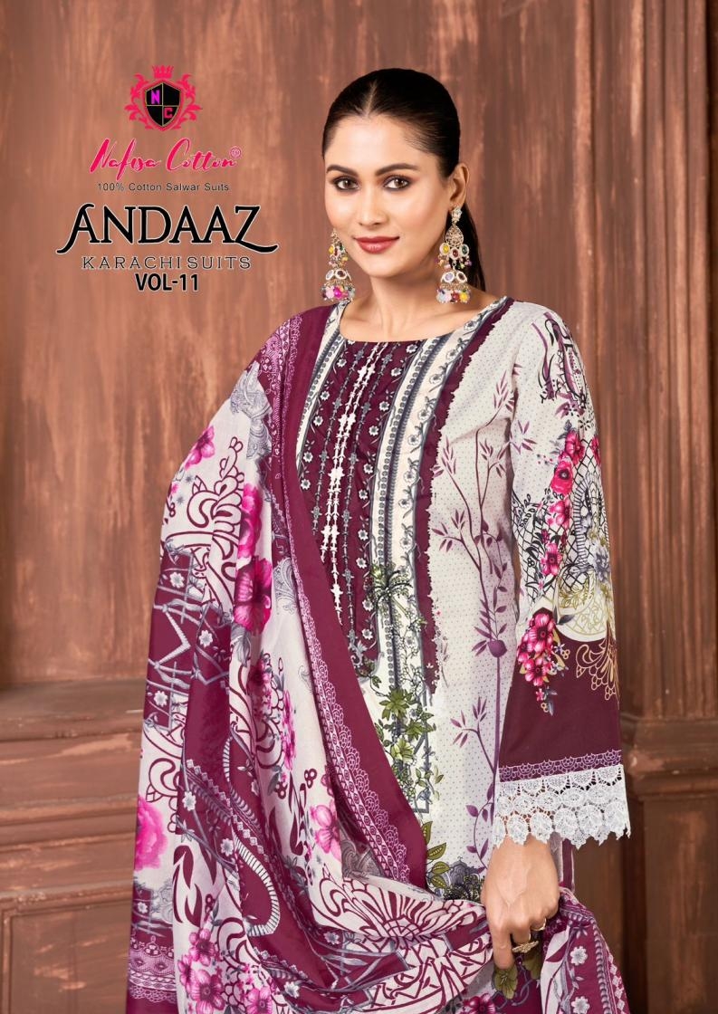 nafisa cotton andaaz karachi suits vol 11 series 11001-11006 Soft Cotton wholesale suit 