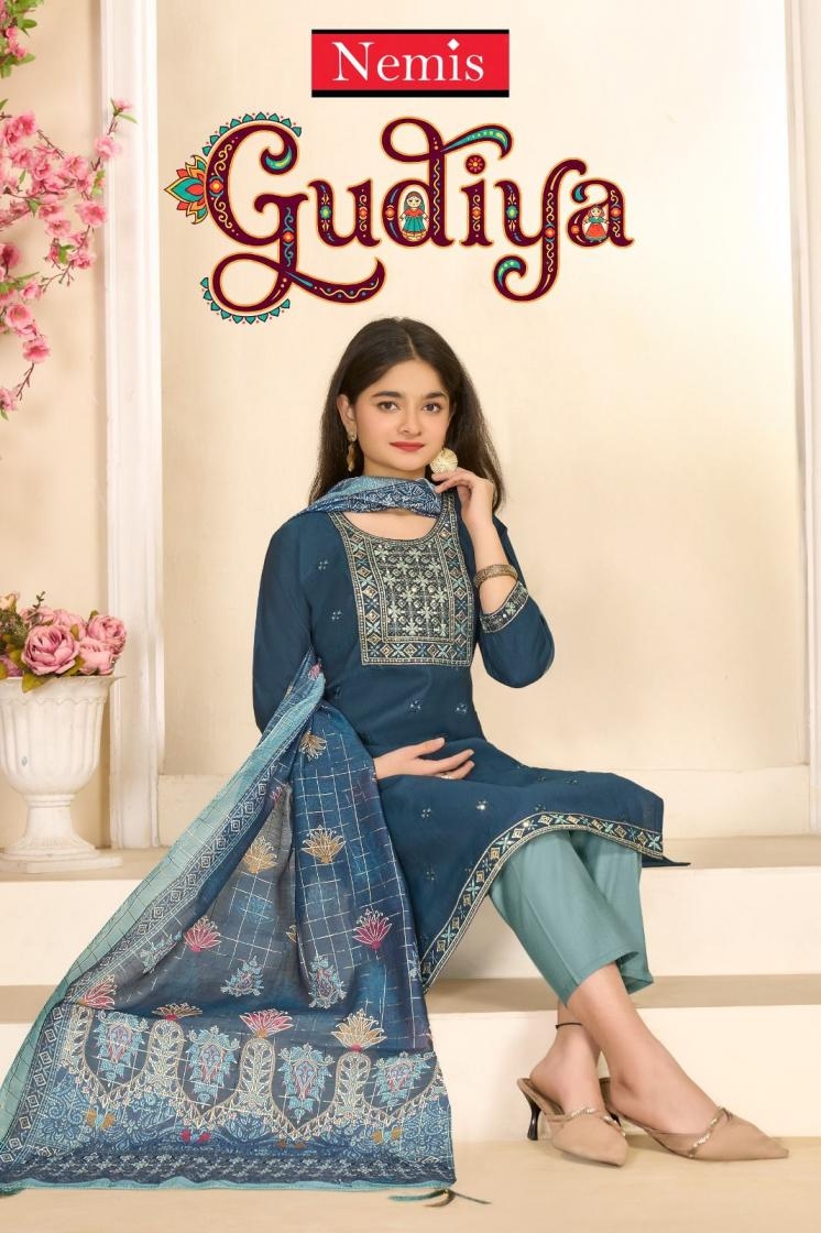 nemis gudiya series 1001-1008 vertical fabrics readymade suit 