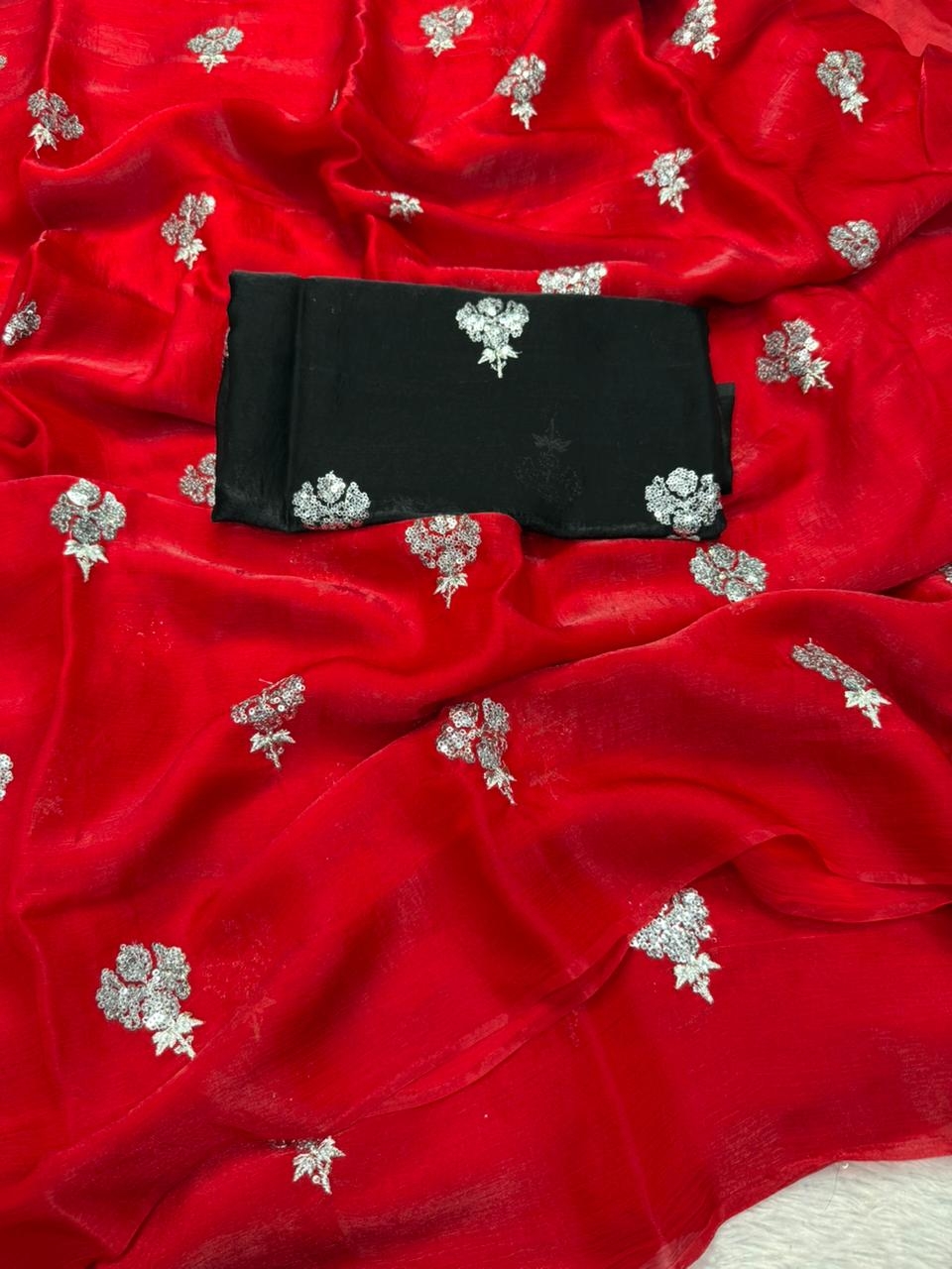 New Arrivals-022 Soft Space Silk Fabric Saree With Fancy Sequins wholesale saree
