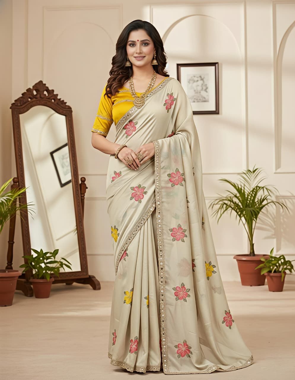 New Arrivals 22 Soft Rangoli Silk Fabric Saree With Fancy Sequince & Thread ? Embroderiy