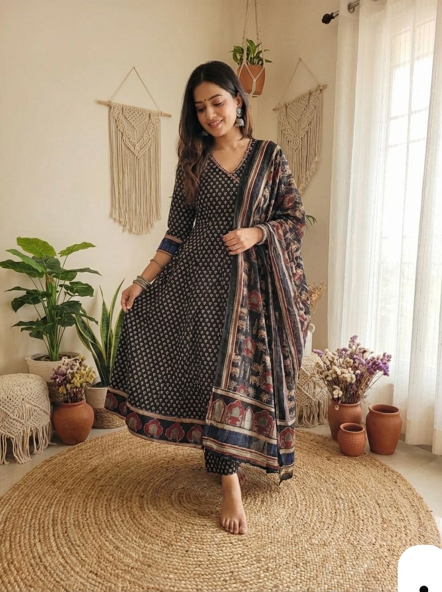 NEW BEAUTIFUL HEAVY FULLY FLAIRD ANARKALI STITCHIED SUIT SET