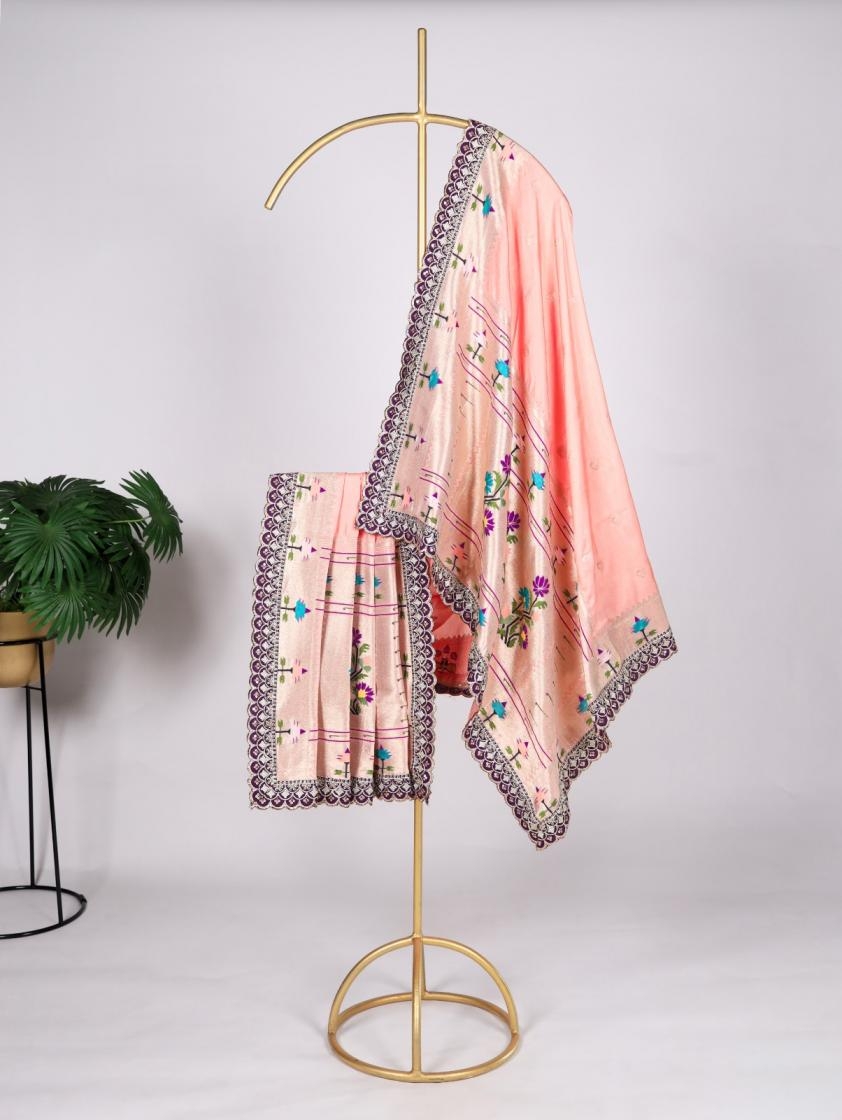 nnk4006 jacquard silk pathani fancy dupatta for girls