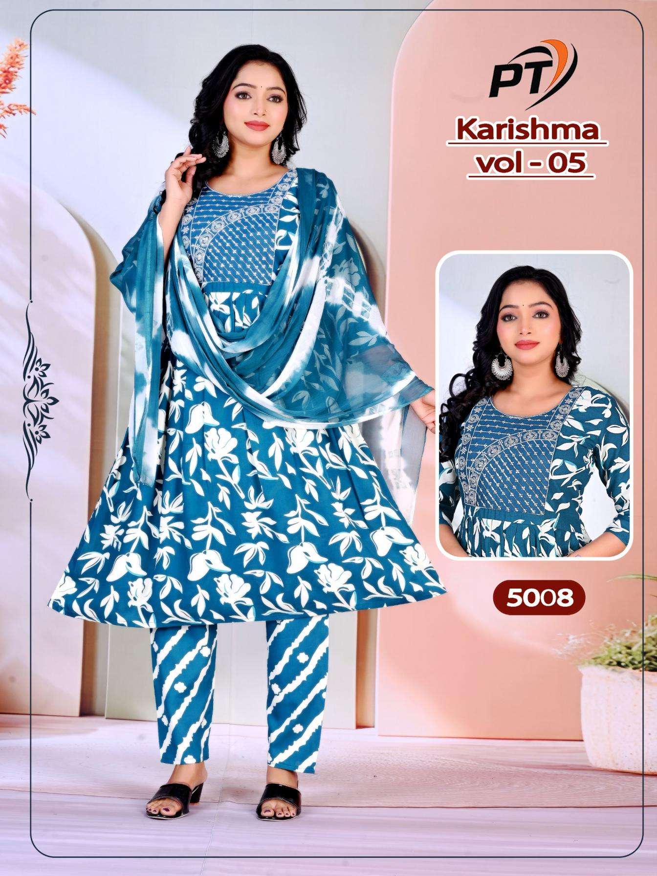 padmavati karishma vol 5 series 5001-5008 rayon wholesale readymade suit 