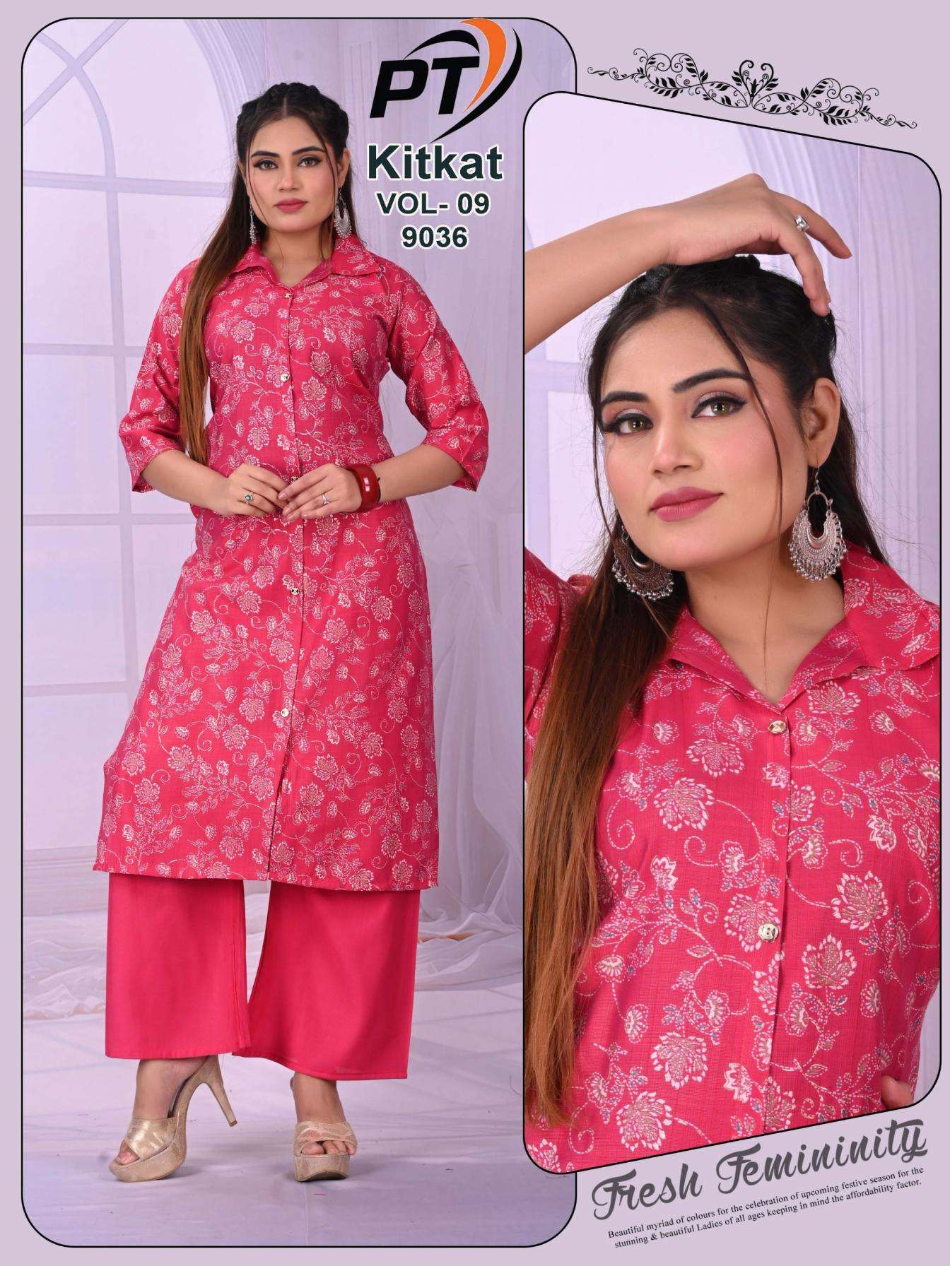 padmavati kitkat vol 9 series 9001-9045 vartican wholesale kurti with bottom