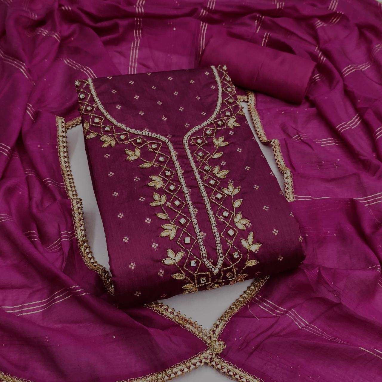 PAKIZA MODAL RAJVADI BOOTI FANCY BEADS STONE HAND WORK whoelsale suit