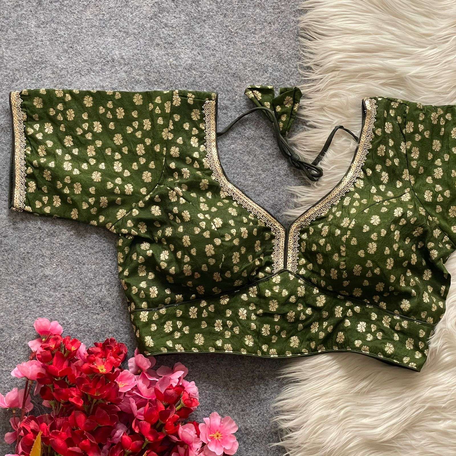 PINKI26 Pure Dola Silk With Golden Weaving wholesale blouse