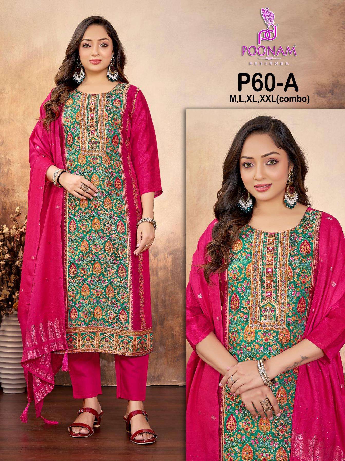 poonam designer p 60 readymade dola silk jacquard combo dress
