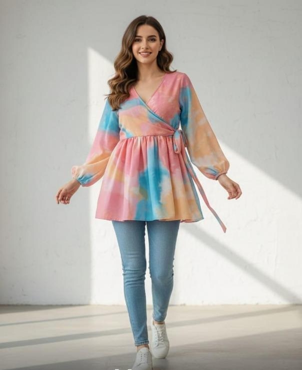 PR 9STAR FASHION ROSE RAYON WITH FANCY DESIGNER TUNIC TOP