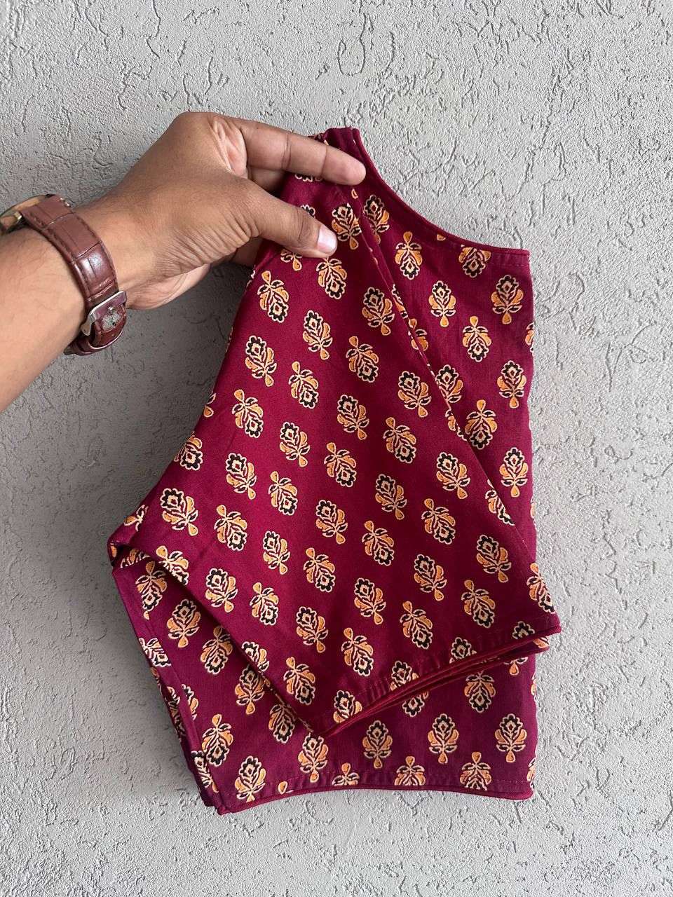 Pure Ajrakh Hand Block Cotton wholesale blouse in surat