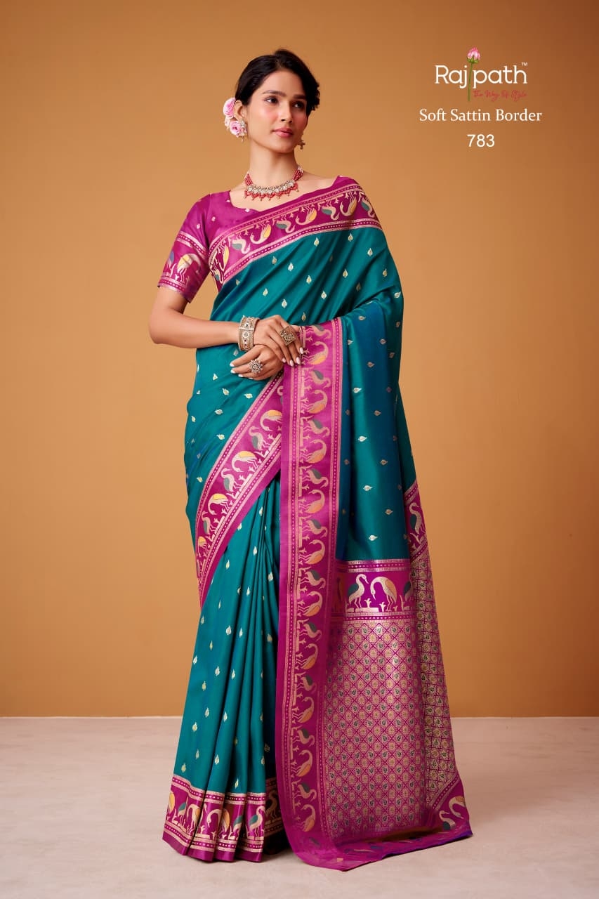 rajpath FLAMINGO SILK SOFT SATTIN SILK wholesale saree in surat