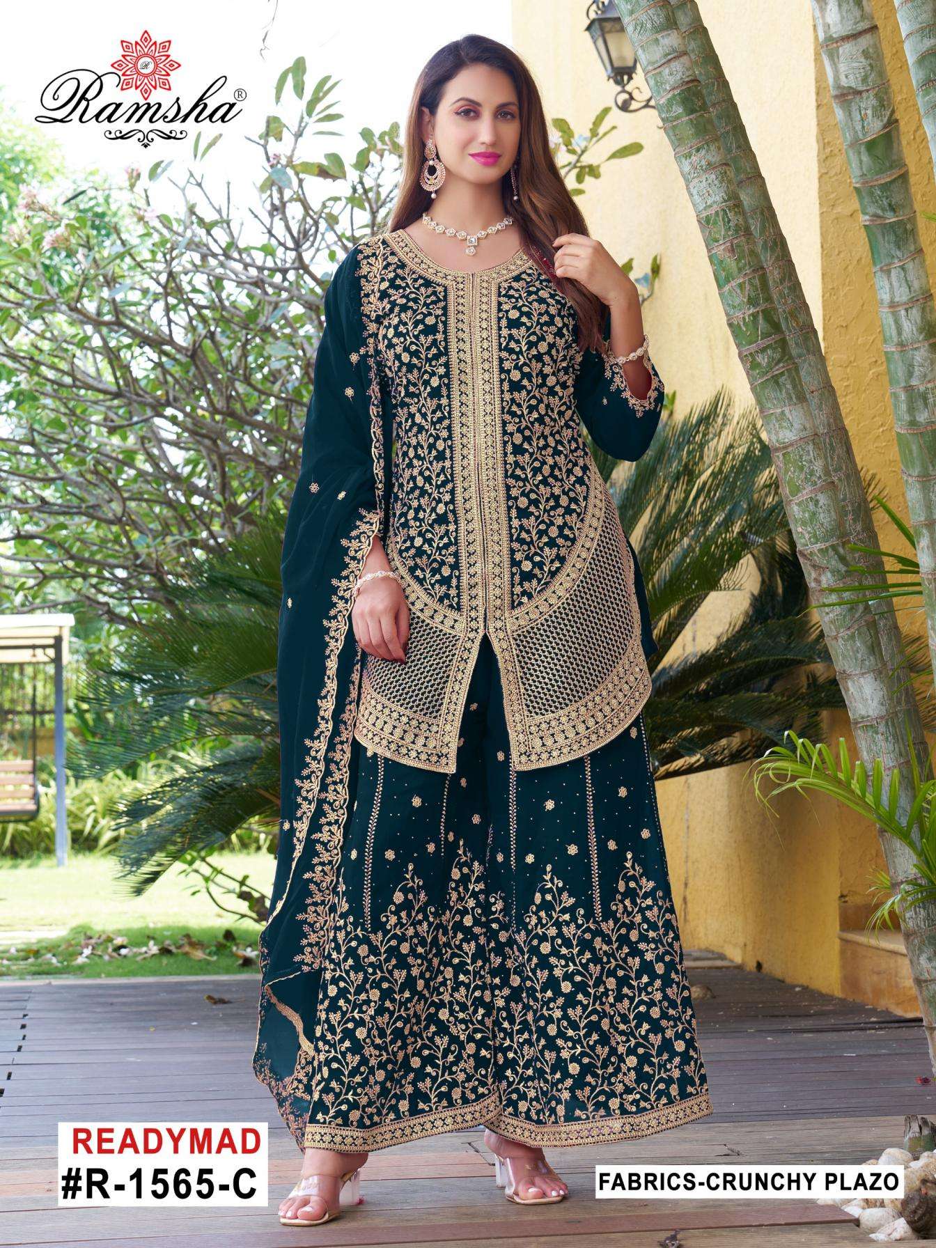 ramsha r 1565 nx crunchy readymade pakistani plazzo suits
