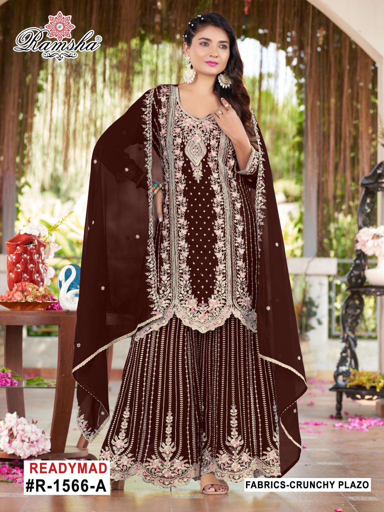 ramsha r 1566 nx full stitch crunchy pakistani readymade plazzo dress