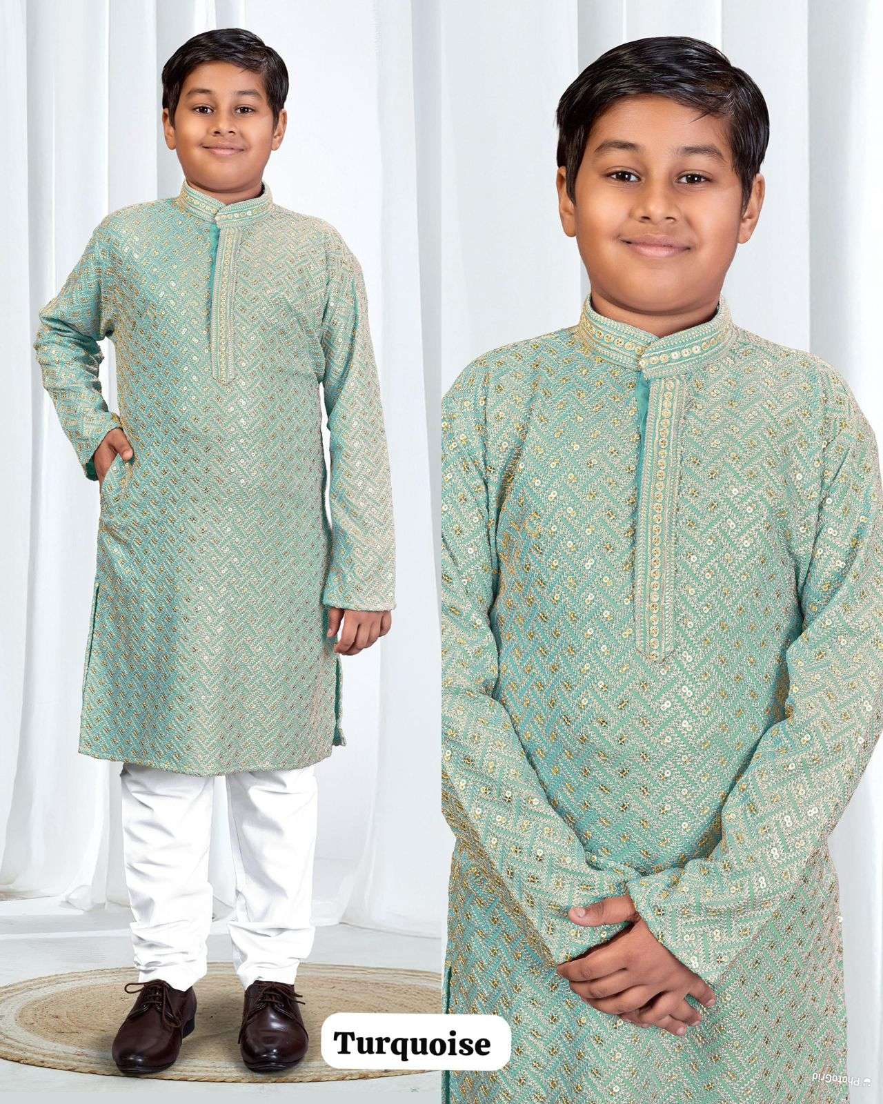 Riwaaz Premium Rayon With Embroidery and Sequins Work Both Side wholesale kids kurta