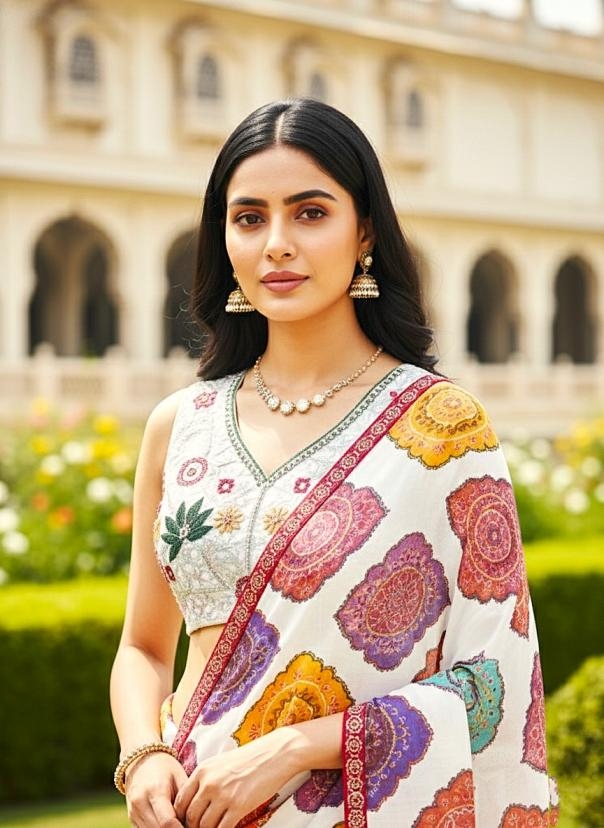 roasted georgette fancy saree at best rates