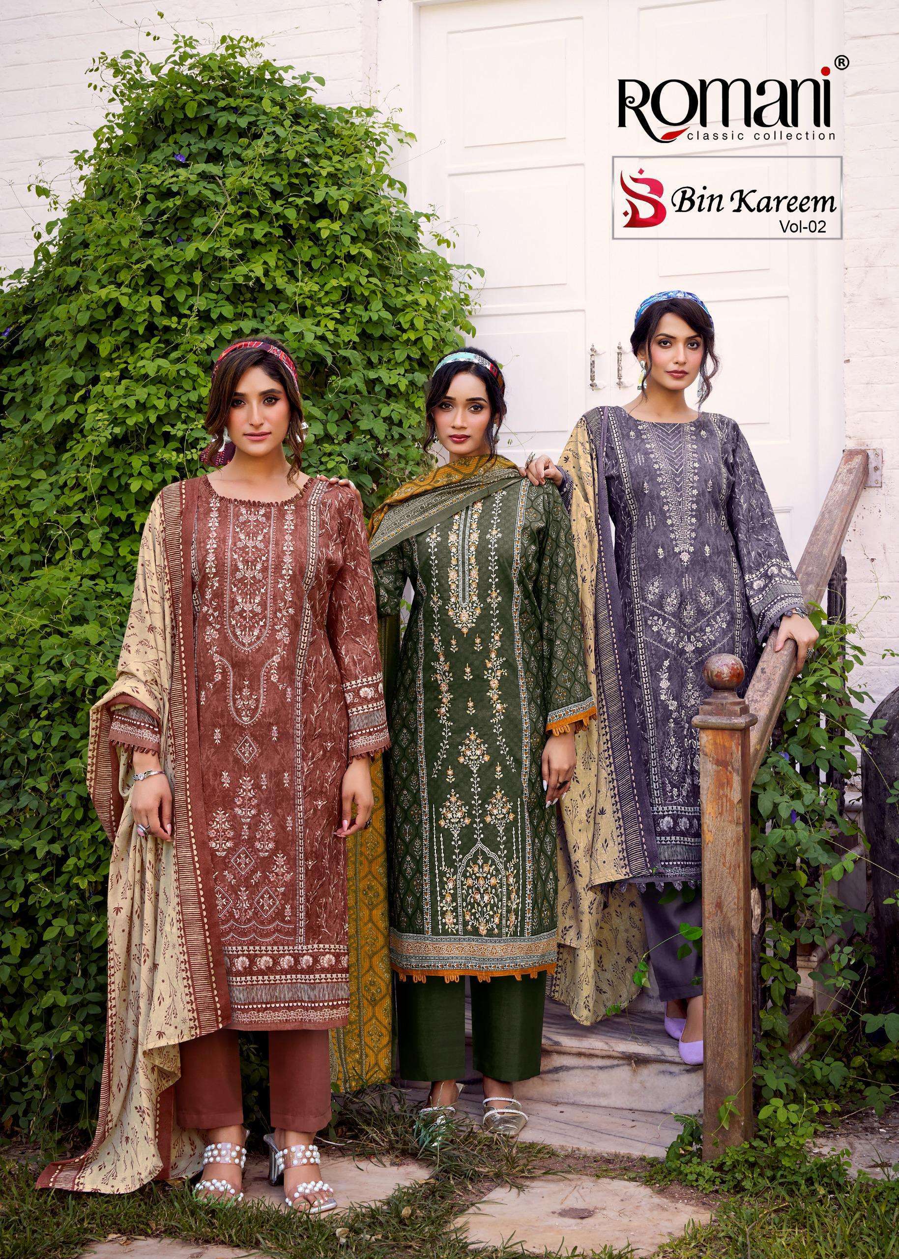 romani Bin Kareem Vol- 2 series 1127001-1127008 Premium Soft Cotton wholesale suit 
