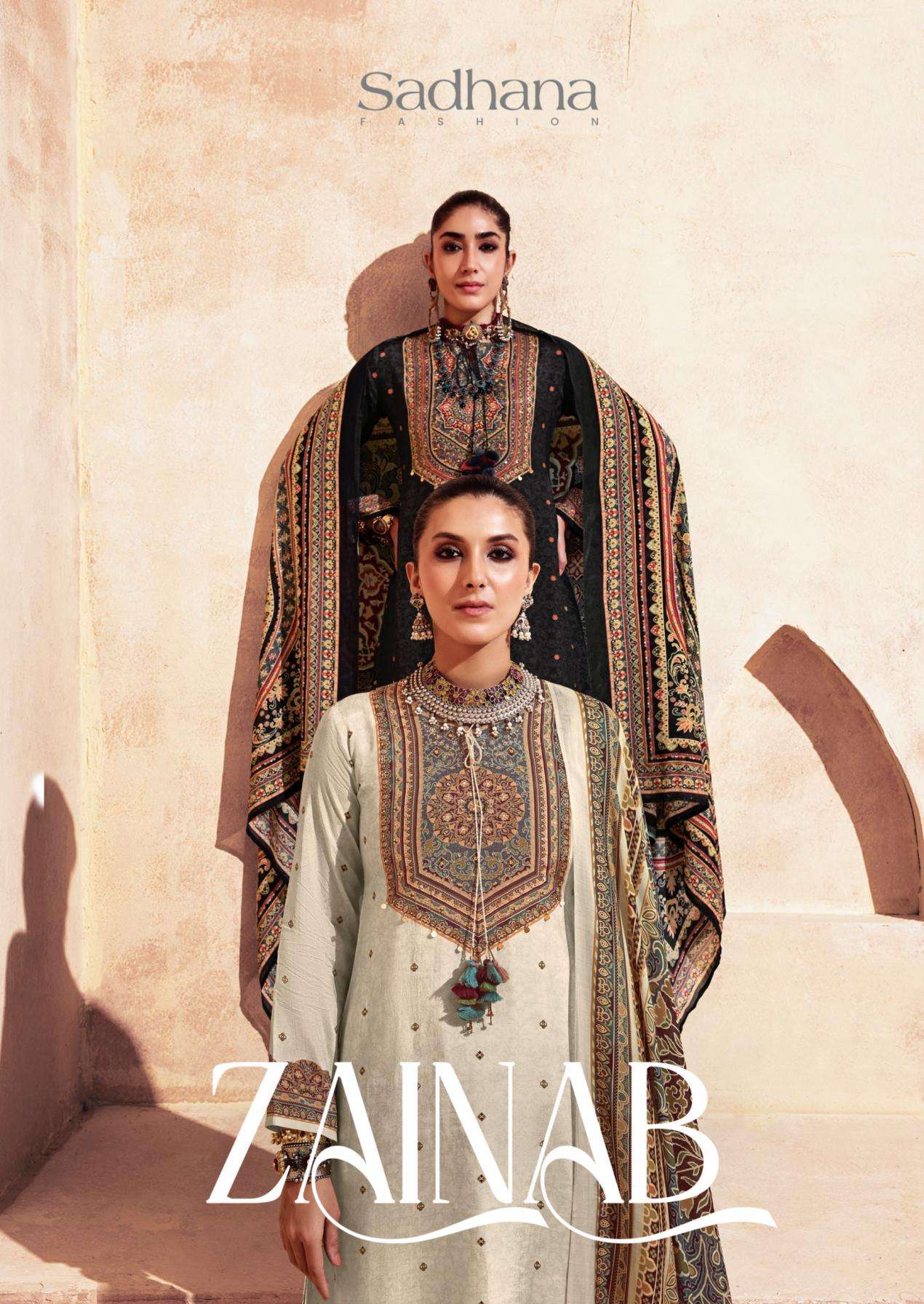 sadhana fashion zainab series 12501-12506 bemberg muslin silk wholesale suit 