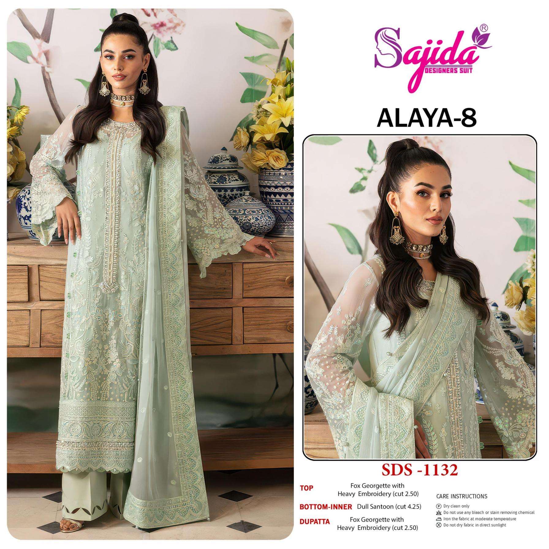 sajida designer alaya vol 8 1132  readymade big size georgette wholesale suit 