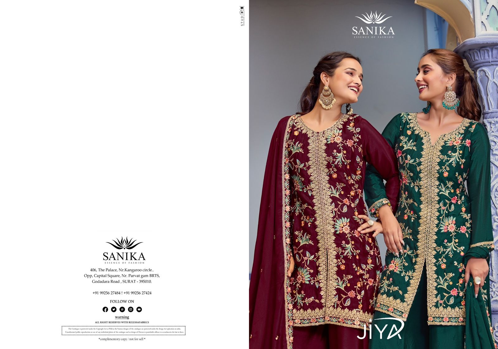 SANIKA FASHION JIYA PREMIUM CHINON SİLK  wholesale readymade suit 