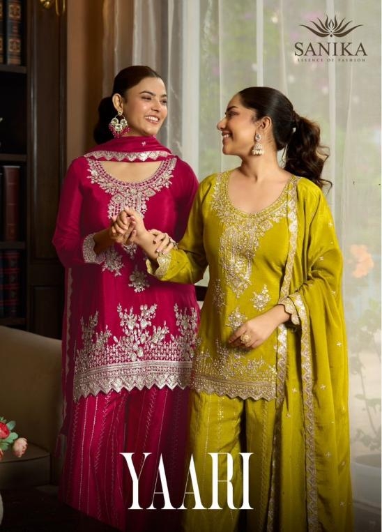sanika fashion yaari series 1501-1504 premium chinon silk wholesale suit 