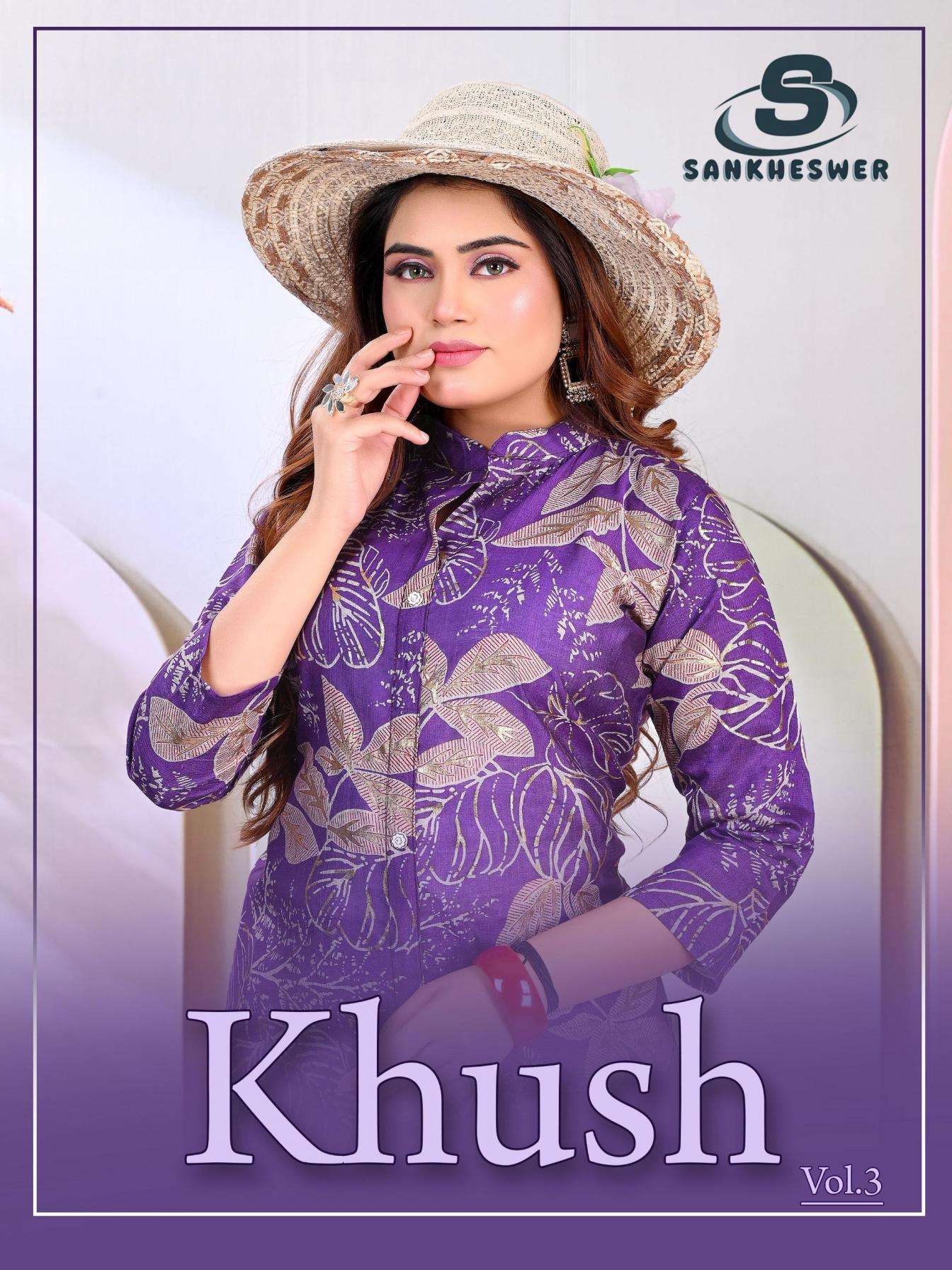 sankheswer khush vol 3 VERTICAN FOIL DECHARGE PRINT kurti with bottom