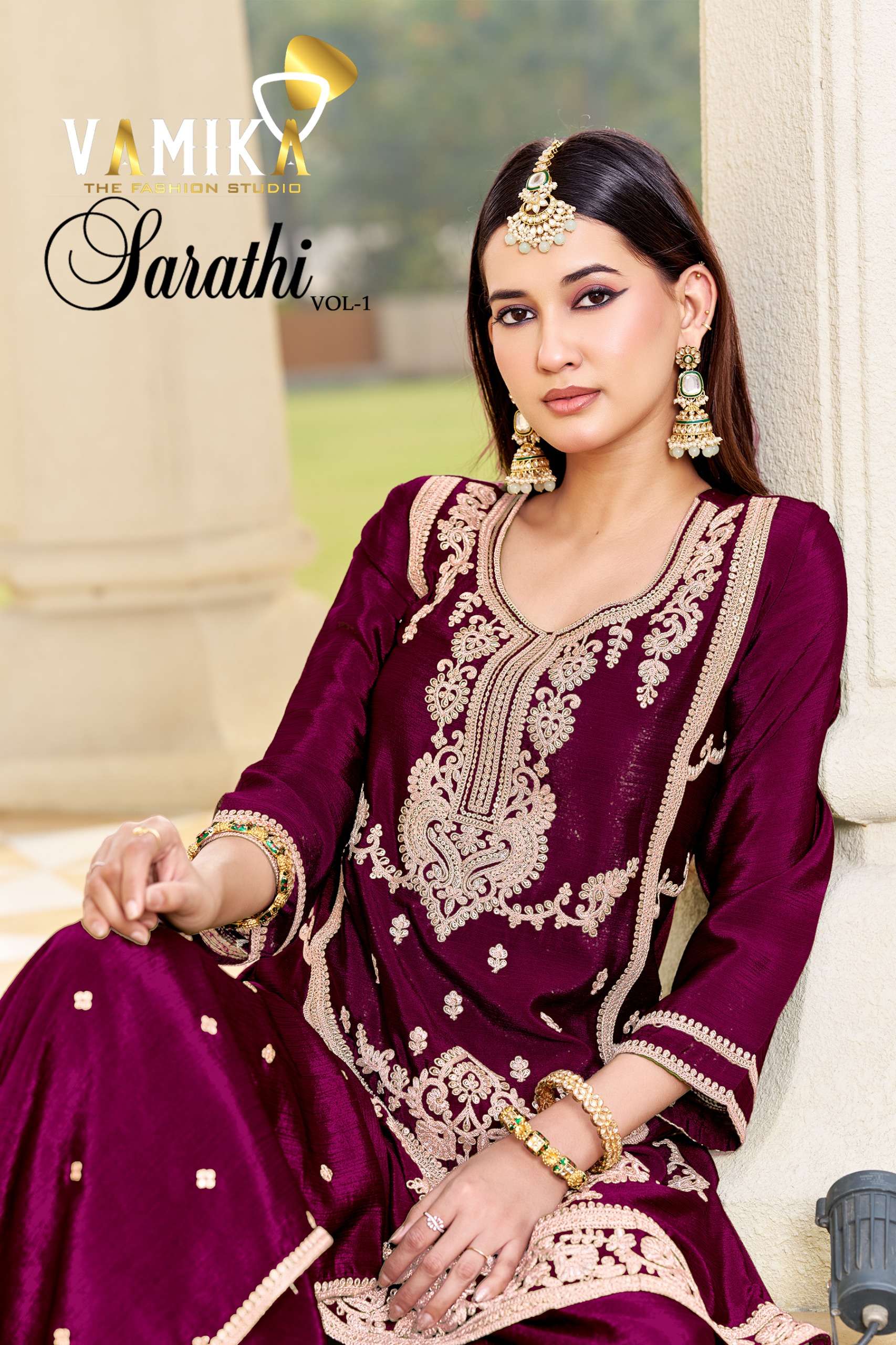 SARATHI Vol-1 Hevy ATEX chinonWith Hevy Work wholesale suit in surat