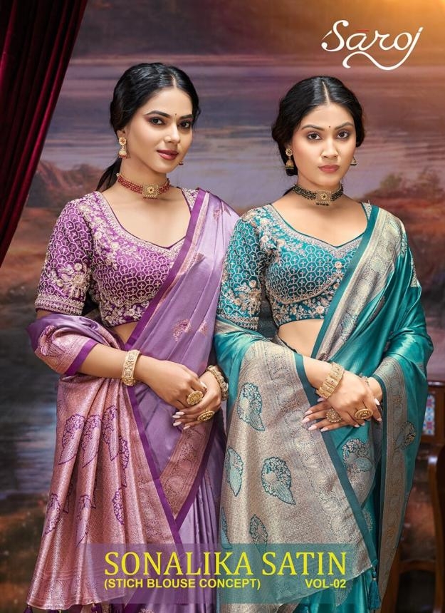 Saroj Sonalika satin vol 2 series 1001-1004 Satin silk wholesale saree