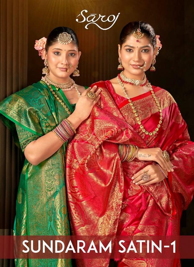 Saroj Sundaram satin silk vol.1 series 1001-1004 Satin silk wholesale saree