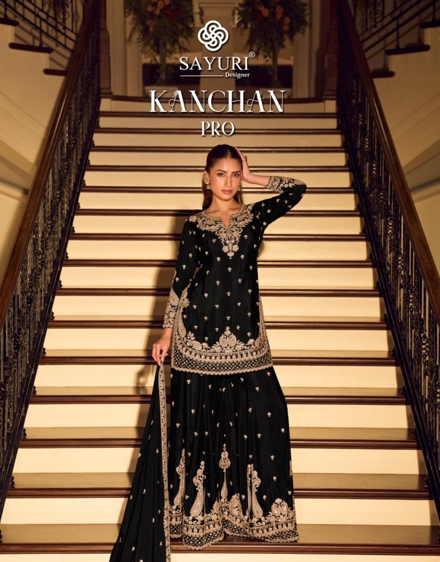 sayuri designer kanchan pro series 10200 chinon silk wholesale suit