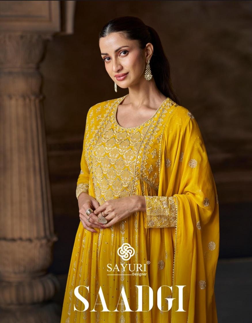 sayuri saadgi series 5774-5776 premium real georgette wholesale suit in surat