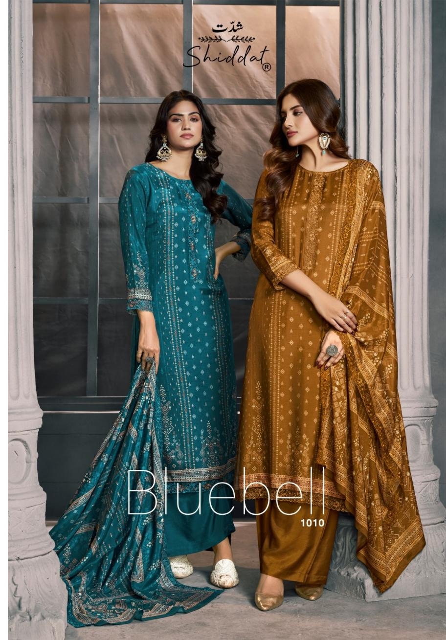 shiddat bluebell 1010 muslin with organza wholesale suit