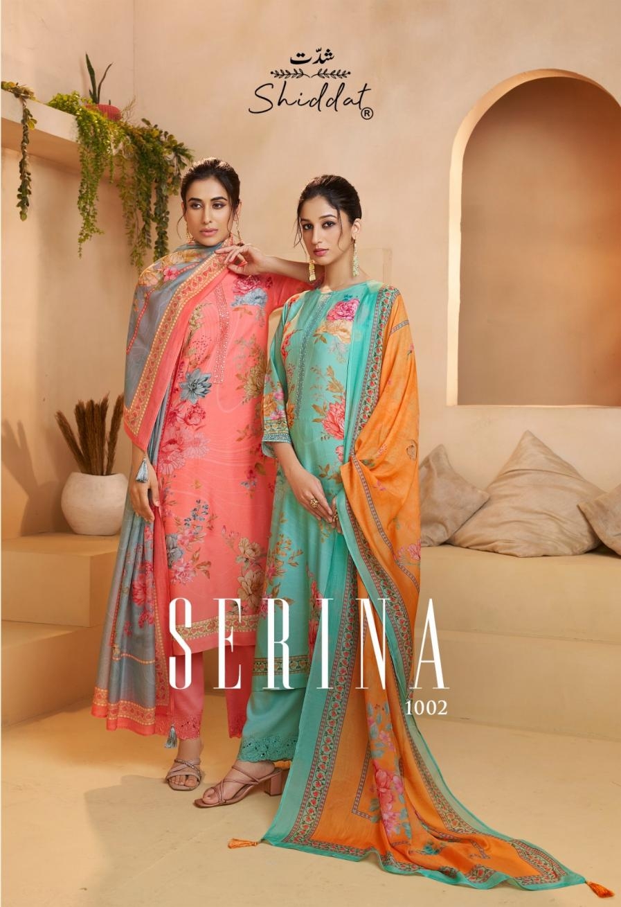shiddat serina 1002 muslin with organza wholesale suit 