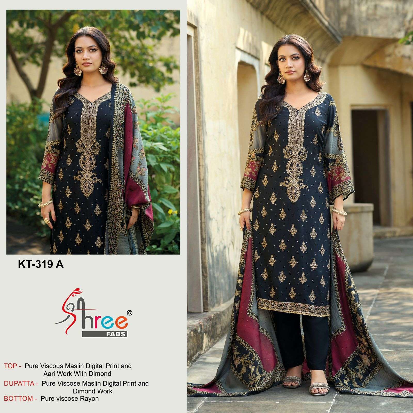 shree fabs KT - 319 Pure Viscous Maslin wholesale suit in surat