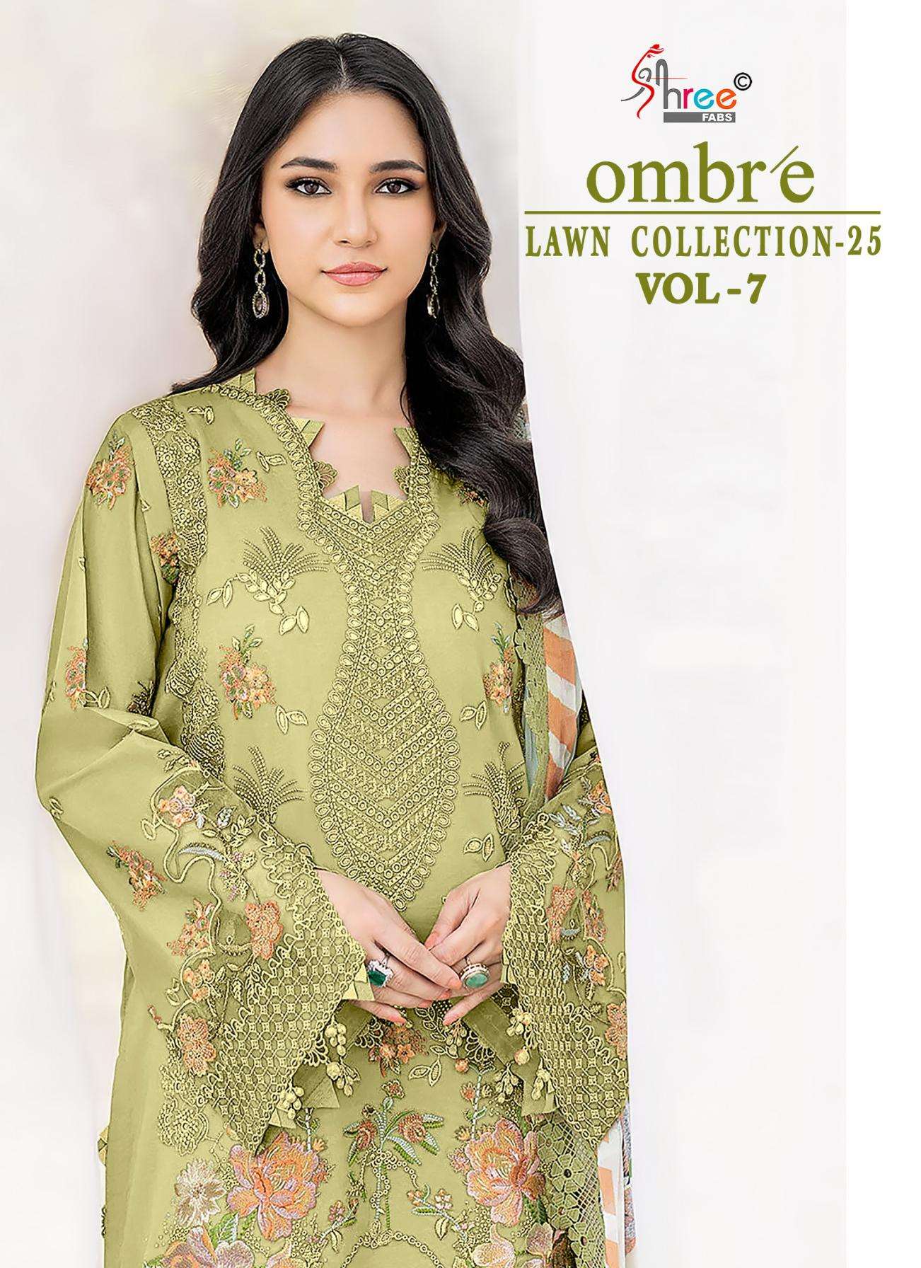 shree fabs ombre lawn collection vol 7 series 4051-4056 cotton wholesale suit 