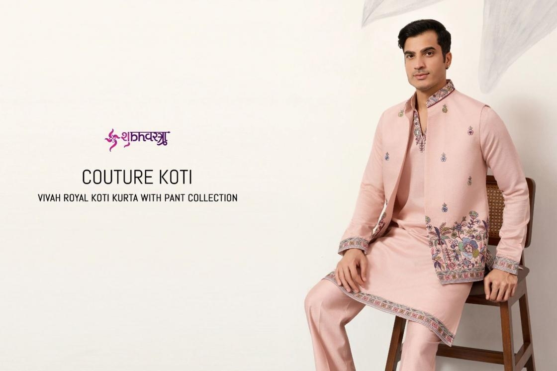 shubhvastra couture koti series 61651-61655 viscose silk mens kurta