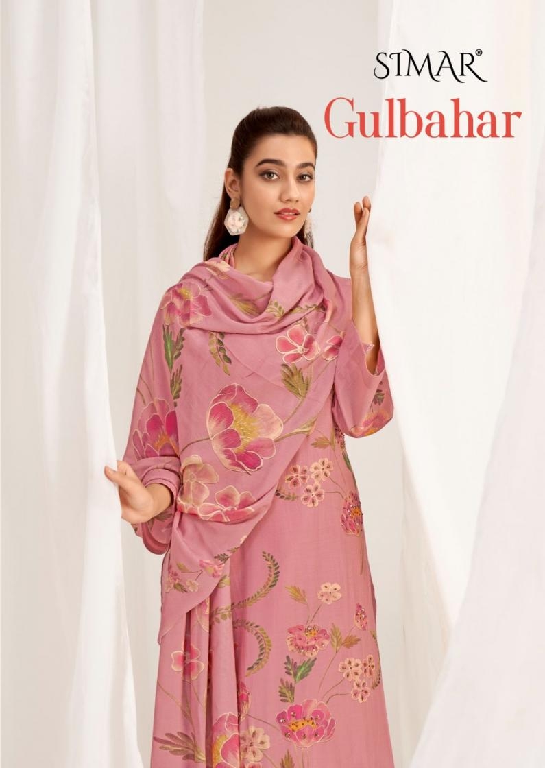simar glossy gulbahar series 1812 viscose muslin wholesale suit 