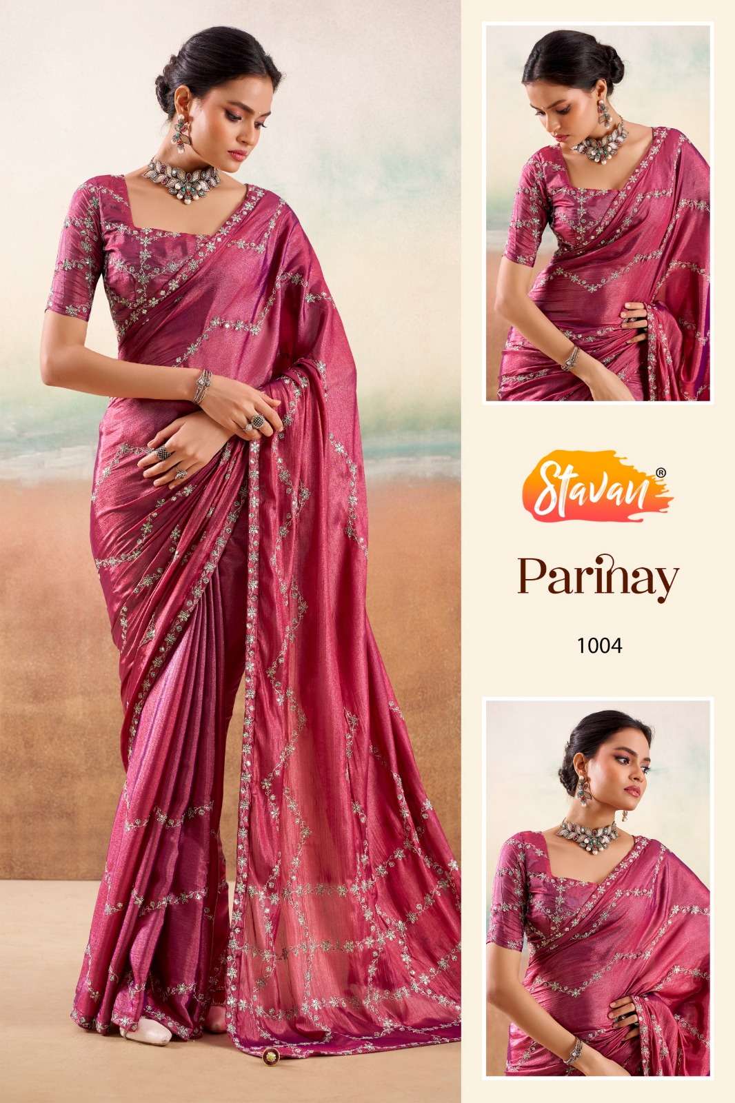 STAVAN Parinay Fancy Fabric with Embroidery Work wholesale saree 
