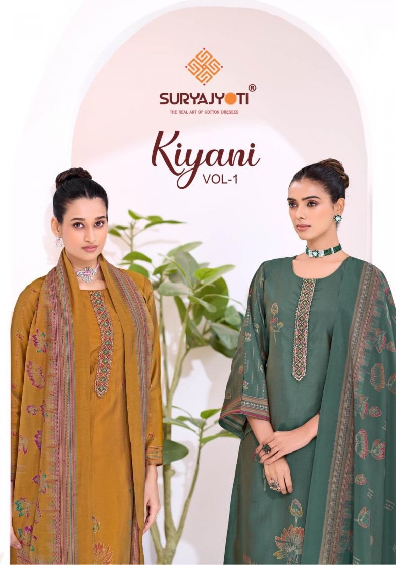 suryajyoti kiyani vol 1 series 1001-1006 italian silk wholesale suit in surat