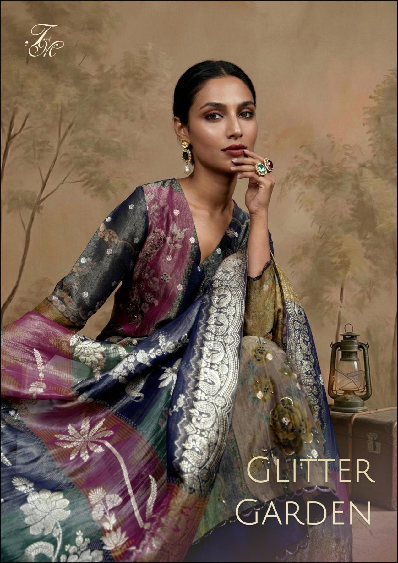 t&m sahiba glitter garden gold jacquard wholesale suit in surat
