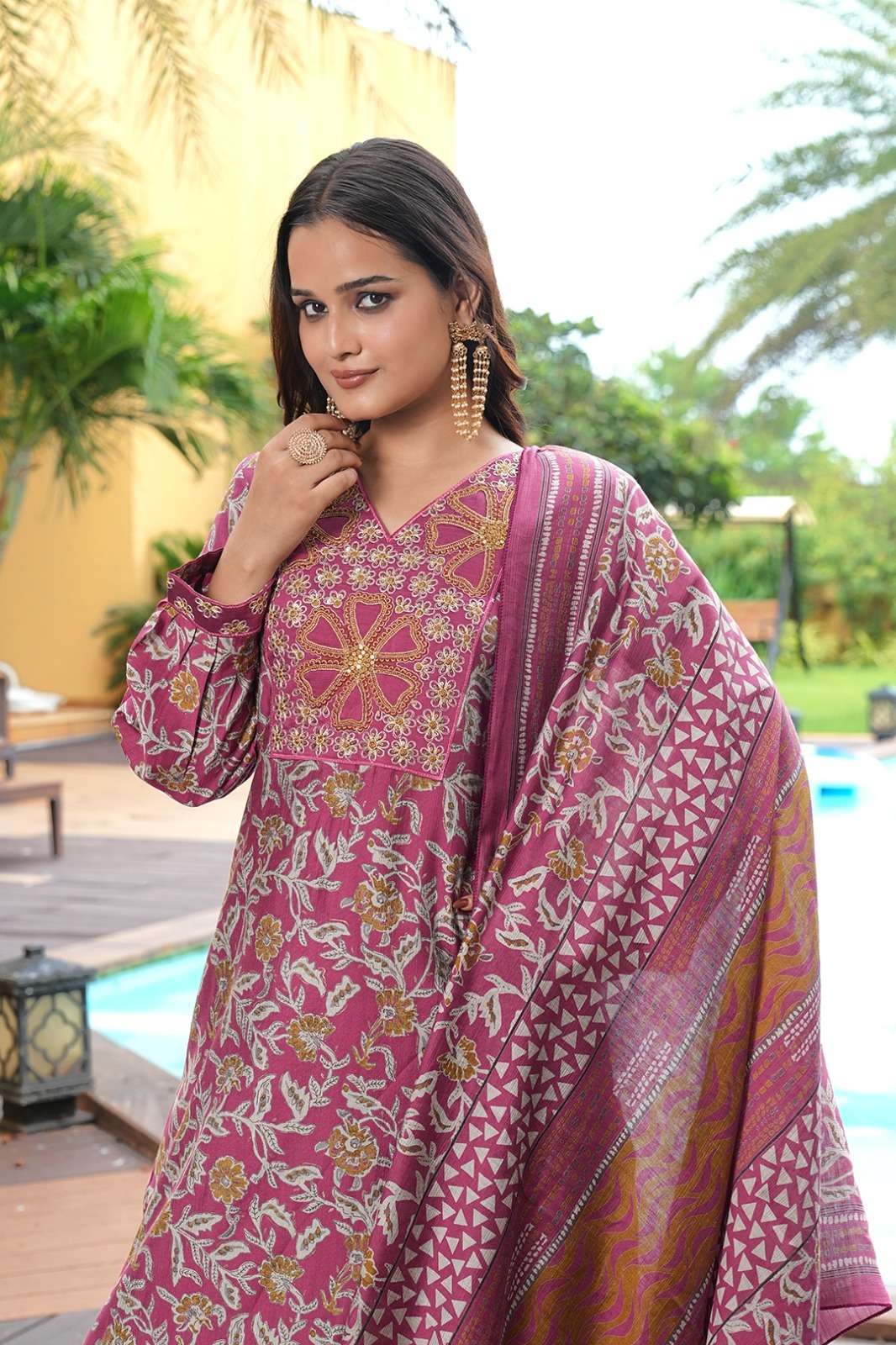 TANYA HIT PREMIUM COTTON SILK WITH EMBROIDERY WORK FULLY STICHED KURTA SET