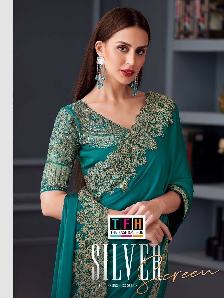 tfh SILVER SCREEN Edition Hits 30002 Opium Silk Chiffon Saree